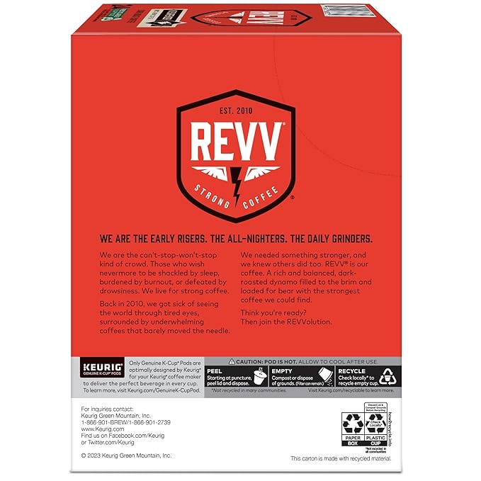 REVV No Surrender Keurig Single-Serve K-Cup Pods, Dark Roast Coffee, 96 Count