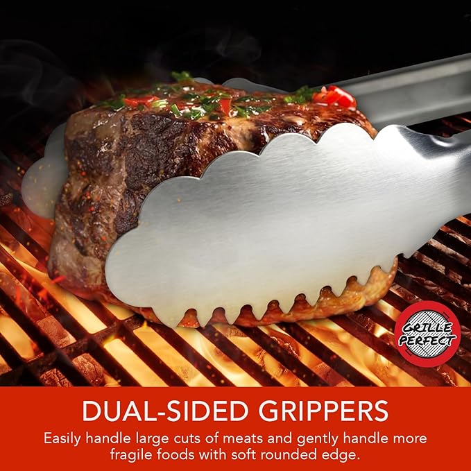 Grill Tongs 24-Inch Super Long Extra Heavy Duty for Grilling and Barbecue Heat Resistant Hand Grips Stainless Steel for BBQ Outdoor Kitchen and Cooking Hot Grilled Food