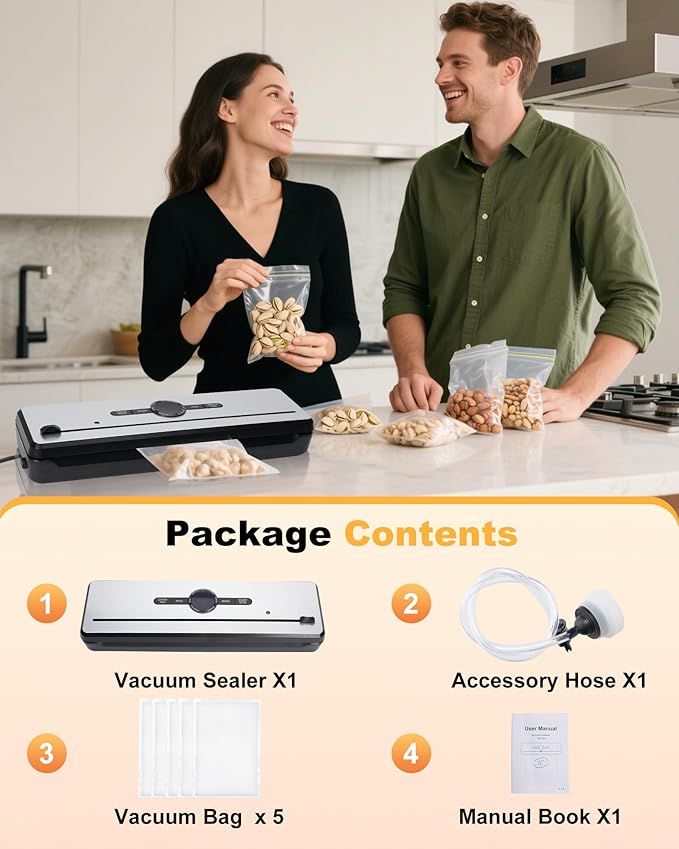 Vacuum Sealer Machine,Compact Vacuum Sealer for Food, Powerful Portable Handheld Food Sealer with Auto-Stop, 7X Freshness Lock Vacuum Machine for Home, Supermarket, Restaurant