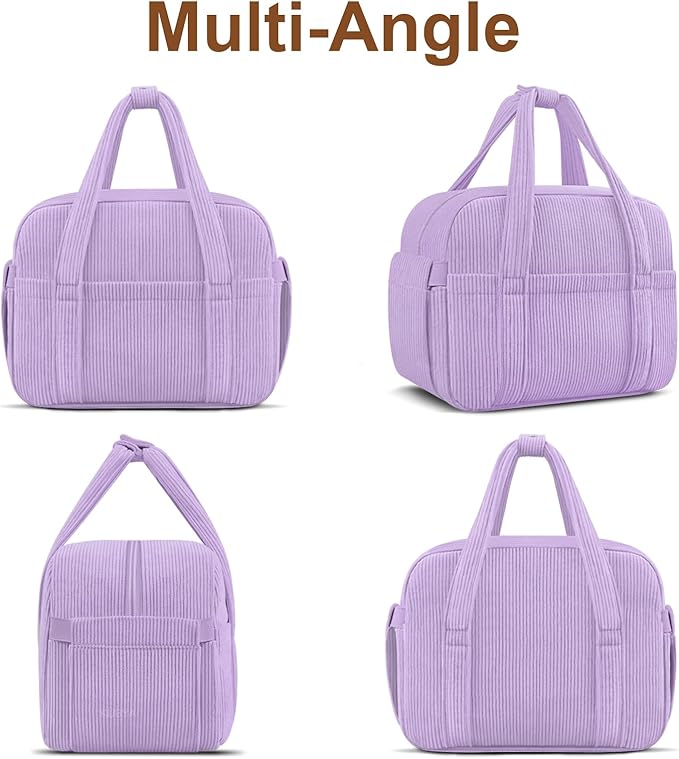 Corduroy Lunch Box Lunch Bag for Women Men, Cute Strawberry Small Insulated Reusable Work Leakproof Simple Lunch Boxes Tote Bag Adults Cooler Bag