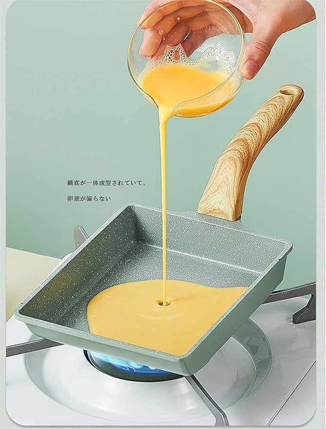 Japanese Omelette Pan Nonstick Tamagoyaki Egg Pan,Retangle Small Frying Pan,with Silicone Spatula & Brush,Non-Stick Coating (PFOA Free) - 20 x 15cm