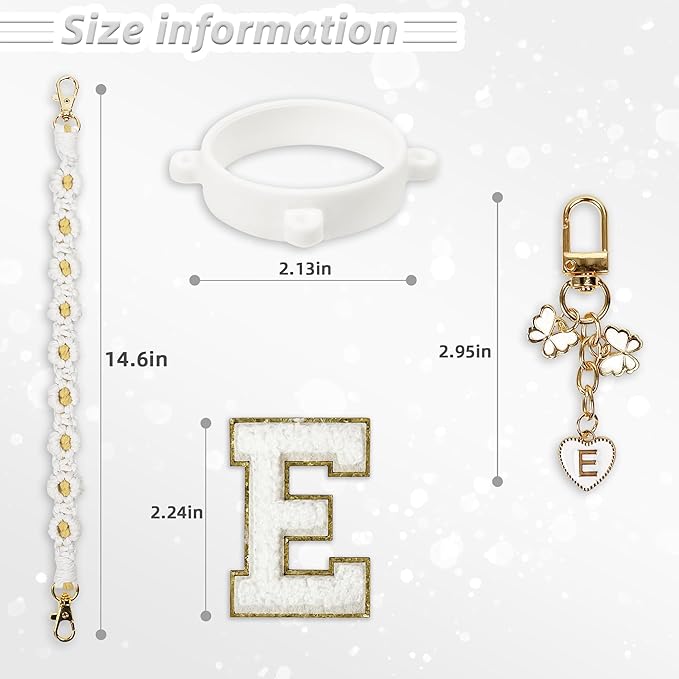 Cute Letter Charm Set Compatible with Owala Water Bottle 24 oz, 32 oz, 40 oz, Owala Kids, Owala Coffee Tumbler, Owala FreeSip – Includes Handle Strap, for Owala Accessories & Stanley Cup Accessories