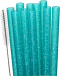 Dakoufish Replacement Glitter Straws for Stanley|Owala|Simple Modern 40oz 30oz Tumbler,10 Pack 12 Inch Reusable Teal Straws With Cleaning Brush For Stanley Hydro Jug Cup,Dishwasher Safe