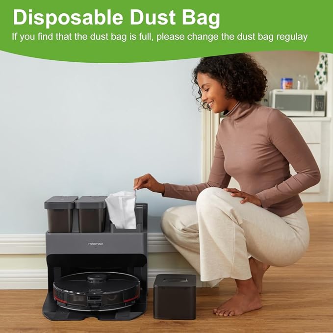 16-Pack Replacement Dust Bags for Roborock Q5/Q5+/Q5 Pro/Q5 Pro+/Q7 Max/Q7 Max+/Q8 Max/S7 MaxV Ultra/S8 MaxV Ultra Robot Vacuum, HEPA Filtration, Large Capacity