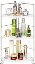 3-Tier Corner Spice Rack Kitchen Bathroom Countertop Organizer Vanity Tray Cosmetic Makeup Storage Standing Shelf, White