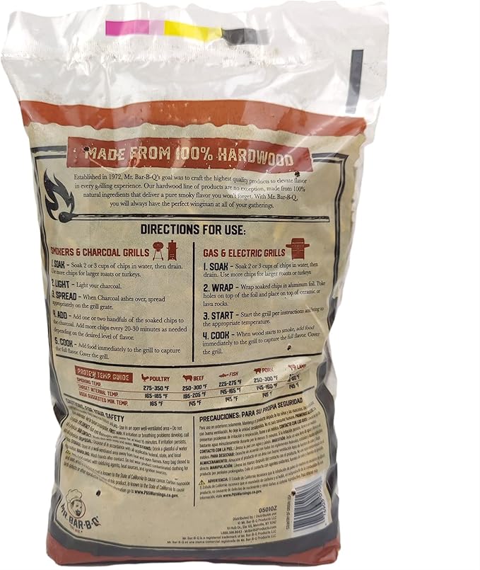 Mr. Bar-B-Q Mesquite Wood Smoker Chips, 100% All Natural Mesquite Wood Smoking Chips for Smokers, Works on Any Heat Source, Traditional Spicy Flavor for Backyard BBQ, Grilling & Camping (1.8 Lb Bag)