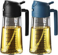 TrendPlain 16oz/470ml Glass Olive Oil Sprayer for Cooking – 2 in 1 Olive Oil Dispenser Bottle for Kitchen Gadgets and Air Fryer Accessories, Salad, BBQ - Black & Navy