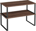 SONGMICS Cabinet Organizer Shelf, Set of 2 Kitchen Counter Shelves, Kitchen Storage, Spice Rack, Stackable, Expandable, Metal and Engineered Wood, Natural Walnut and Matte Black UKCS025K01