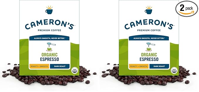 Cameron's Coffee Organic Espresso Whole Bean Coffee, Dark Roast, 100% Arabica, 4-Pound Bulk Bag, (Pack of 2)