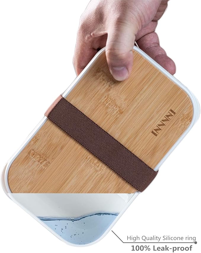 Bento Box Adult Lunch Box Containers - Japanese, Natural Bamboo Lid, Microwave safe, Dishwasher Safe, Small, Bpa free, Women, Cutlery & Chopsticks