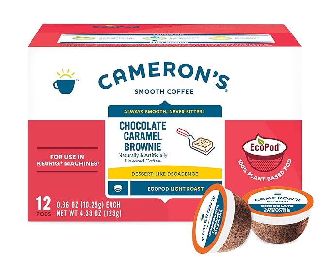 Cameron's Coffee Single Serve Pods, Flavored, Chocolate Caramel Brownie, 12 Count (Pack of 1)