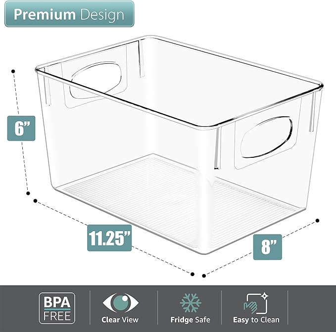Sorbus Large Clear Plastic Storage Bins for Shelves, Clothes, with Handle - Clear Storage Bins, Drawer, Shelf, Closet, Pantry, Fridge, Freezer Organizer Bins, Closet Organizers and Storage (2 pack)