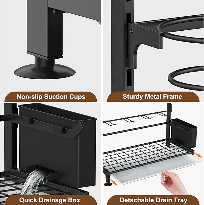 Housolution Water Bottle Organizer Drying Rack for 40oz Tumbler with Handle, 5 Levels Height Adjustable Cup Holder Storage Rack, Compatible with Stanley, Owala, Simple Modern and Other Brands