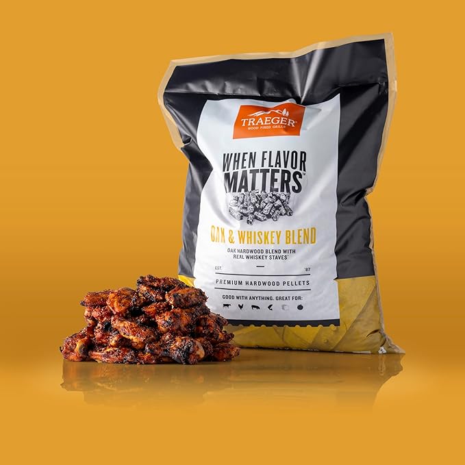 Traeger Grills Oak & Whiskey Blend 100% All-Natural Wood Pellets for Smokers and Pellet Grills, BBQ, Bake, Roast, and Grill, 18 lb. Bag (Pack of 2)