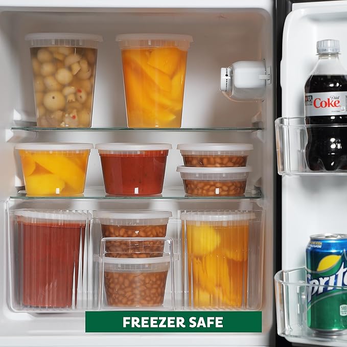 Freshware Food Storage Containers [36 Set] 16 oz Plastic Deli Containers with Lids, Slime, Soup, Meal Prep Container BPA Free Stackable Leakproof Microwave/Dishwasher/Freezer Safe (Pack of 10)
