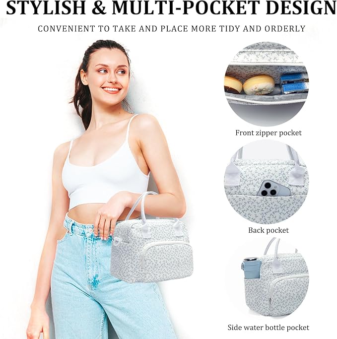 MEXS Insulated Lunch Bag for Women Men Large Reusable Lunch Box Adult Leakproof Portable Cooler Tote Bags for Work Picnic (lavender)