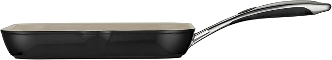 Tramontina Ceramica Deluxe 11-Inch Square Grill Pan, Ceramic Non Stick, Oven-Safe, Metallic Black
