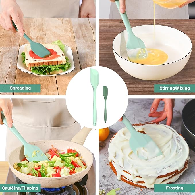 Silicone Spatula Set, Premium Spatulas Silicone Heat Resistant 2 Small & 2 Large Flexible Scraper for Nonstick Cookware, Rubber Spatula for Kitchen Mixing Baking Cooking Use, Soft Spatula - Set of 4