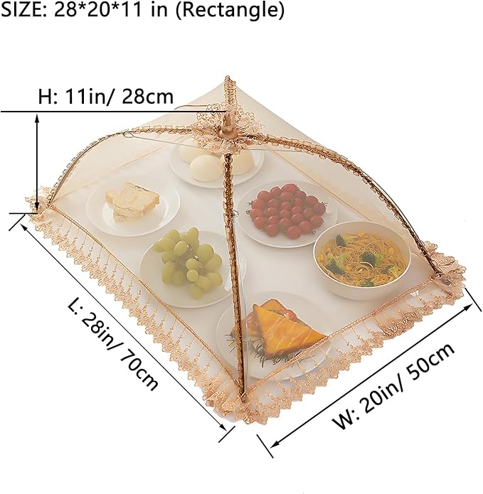 3-Pack 28"x20" - Extra Large Food Covers for Outside, Pop-Up Food Nets & Tents for Outdoors | Bug Proof Reusable Covers for Parties, Picnics, BBQs, Camping Essentials (Collapsible)