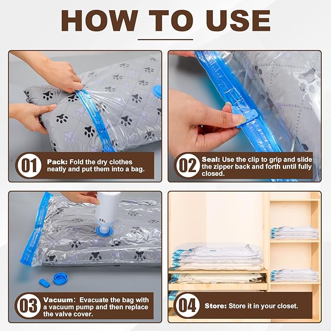 25 Pack Vacuum Storage Bags for Clothing Travel Vacuum Seal Bags With Wireless Pump IP67 Waterproof Reusable Vacuum Compression Bags for Clothing Luggage (1Travel Bag +6Small+6Middle+6Large+6Jumbo)