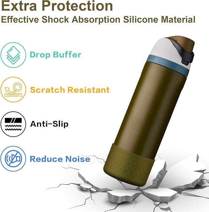 2PCS Silicone Water Bottle Boot for Owala 24oz, Protective Bottom Bumper Anti-Slip Sleeve for FreeSip, Twist, and Flip Stainless Steel Bottles, Dishwasher Safe and BPA Free