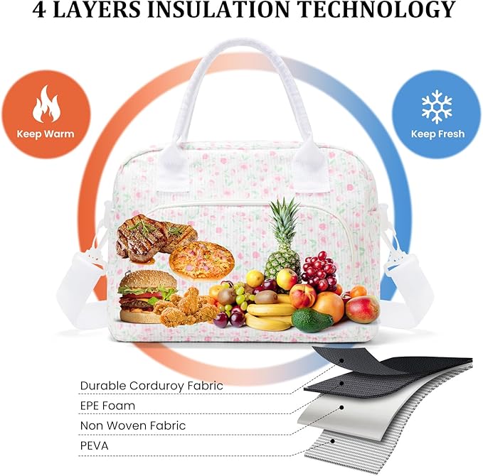 Insulated Lunch Bag for Women Men Large Reusable Lunch Box Adult Leakproof Portable Cooler Tote Bags for Work Picnic