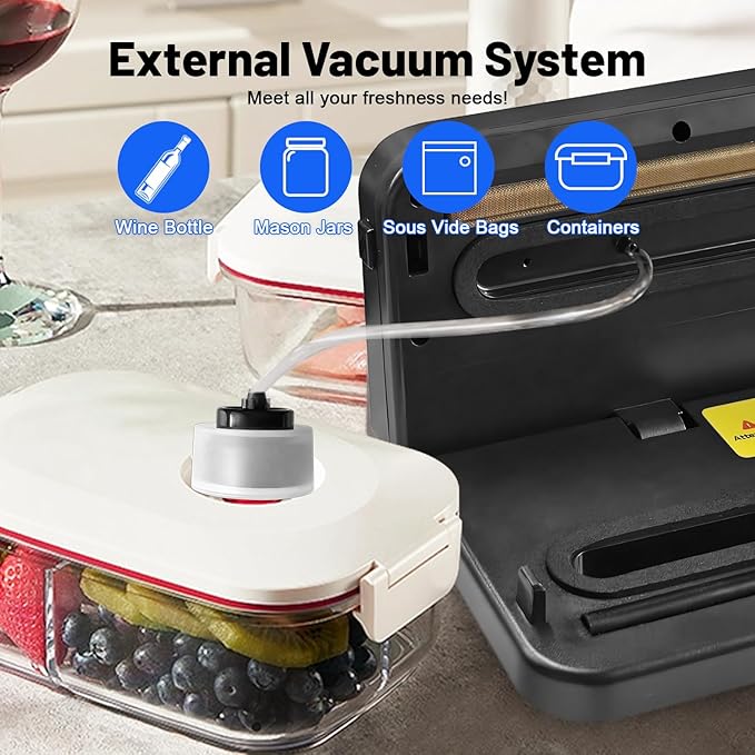 Cordless Vacuum Sealer Machine with UV-C Light, Digital Display & Built-in Cutter, Compact Rechargeable Food vacuum Sealer for Dry & Moist Foods, Includes 10 Pre-cut Bags & 1 Roll Bag (Sliver)