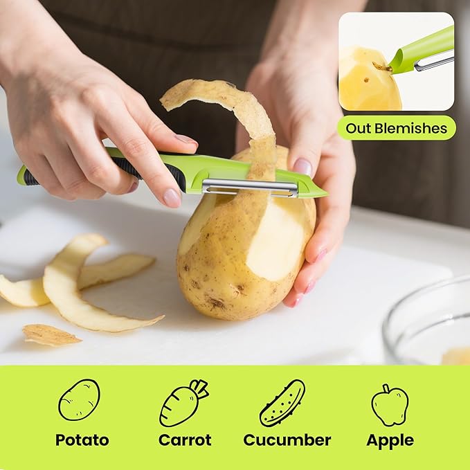 Vegetable Peeler, Swivel Potato Peelers with Handle, Green