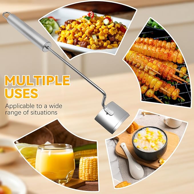 Stainless Steel Corn Peeler, Corn Cob Stripper, Long Handle Stainless Steel Corn Stripping Tool, Corn on the Cob Remover, Easy Clean Corn Cob Peeler for Home Kitchen and Outdoor Dining (1pc)