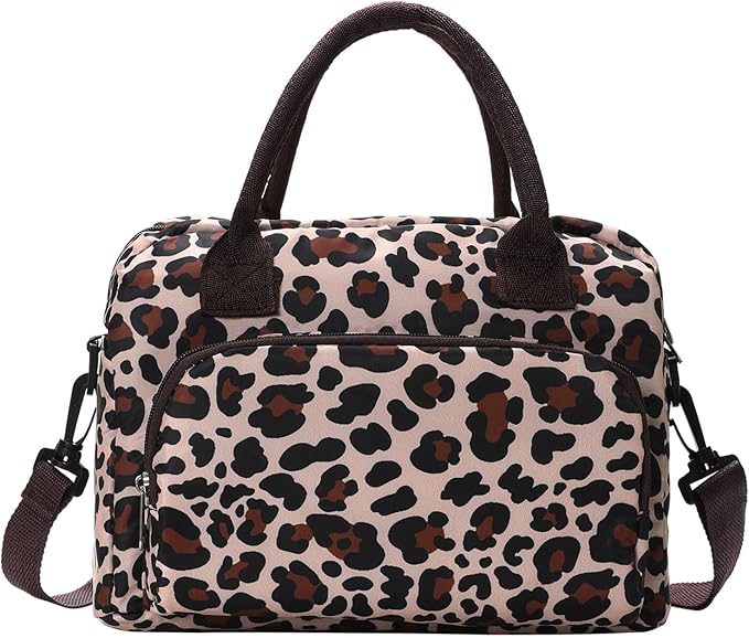 MEXS Lunch Bag for Women Men Large Insulated Reusable Lunch Box Girls Leopard Water Resistant Portable Cooler Tote Bag for Work Picnic