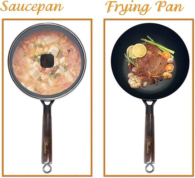 Frying Pan with Lid Skillet Nonstick 10 inch Carbon Steel Wok Pan Woks and Stir Fry Pans for Electric,Induction and Gas Stoves