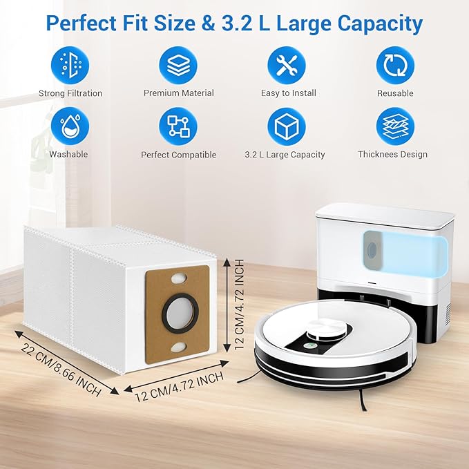 14 Pack A30 Pro Dust Bags for ILIFE A12 Pro/A30 Pro/V9/V9 Pro/Robot Vacuum Bags 3.2 L Large Capacity Heavy Duty Bags for Home Vacuum