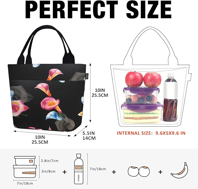 Aosbos Lunch Tote Bag, Insulated Lunch Box for Women, Leakproof Lunch Cooler Purse for Work, Calla Lily