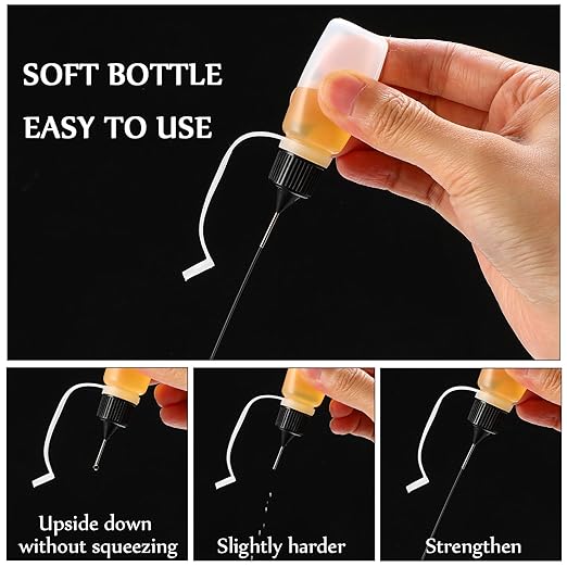 Zhehao 100 Pcs 10 ML Narrow Tip Applicator Bottle Mini Needle Tip Glue Bottle Applicator Precision Translucent Glue for Alcohol Ink DIY Quilling Acrylic Painting (Black)