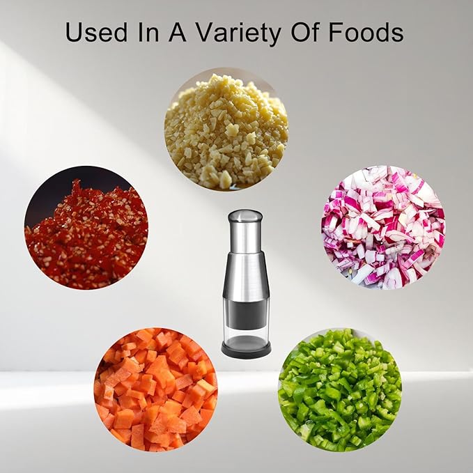 Manual Pressed Chopper,Multifunctional Manual Garlic Press,Stainless Steel Hand Food Chopper for Mincing Garlic Press Stainless Steel,Mini Dicer Food Choppers(1 PCS)