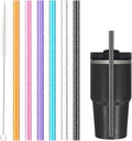 Replacement Straw for Stanley 14 oz 20 oz Cup Tumbler, 6 Pack Long Reusable Color Straws with Cleaning Brush, Dishwasher Safe, Plastic Straws for stanley cup accessories