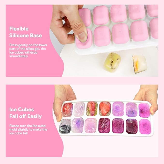 Ice Cube Trays 4 Pack, Airabc Silicone Ice Cube Trays with Removable Lid, Easy-Release Flexible 14-cube Ice Trays, LFGB Certified and BPA Free, Stackable Ice Trays with Covers for Cocktail, Freezer
