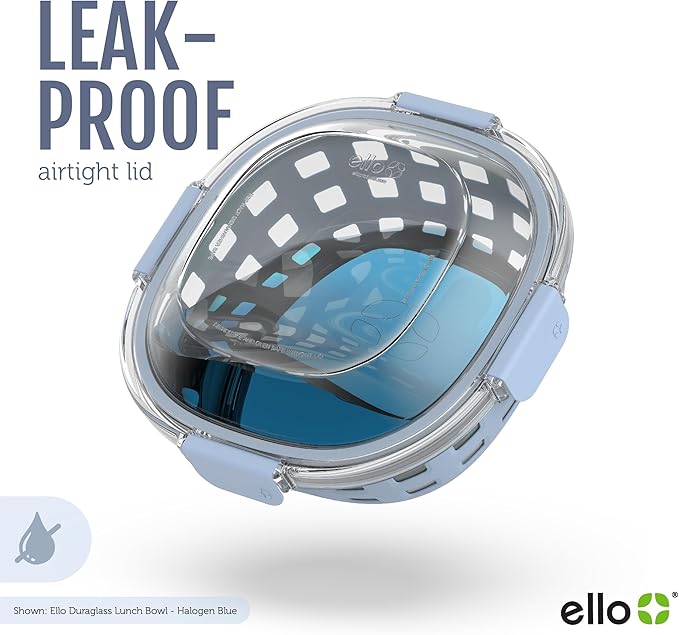 Ello Duraglass Meal Prep Lunch Bowl Container, 5 cup- Glass Food Storage Container with Silicone Sleeve and Airtight BPA-Free Plastic Lid, Dishwasher, Microwave, and Freezer Safe