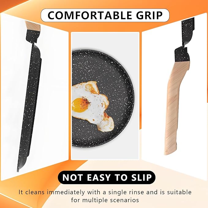 Nonstick Crepe Pan, 11Inch Granite Coating Dosa Pan Pancake Flat Skillet Tawa Griddle, 4 Pcs Kitchen Pancake Grill Pans Set, Fry Pans for All Stoves (11 Inch)