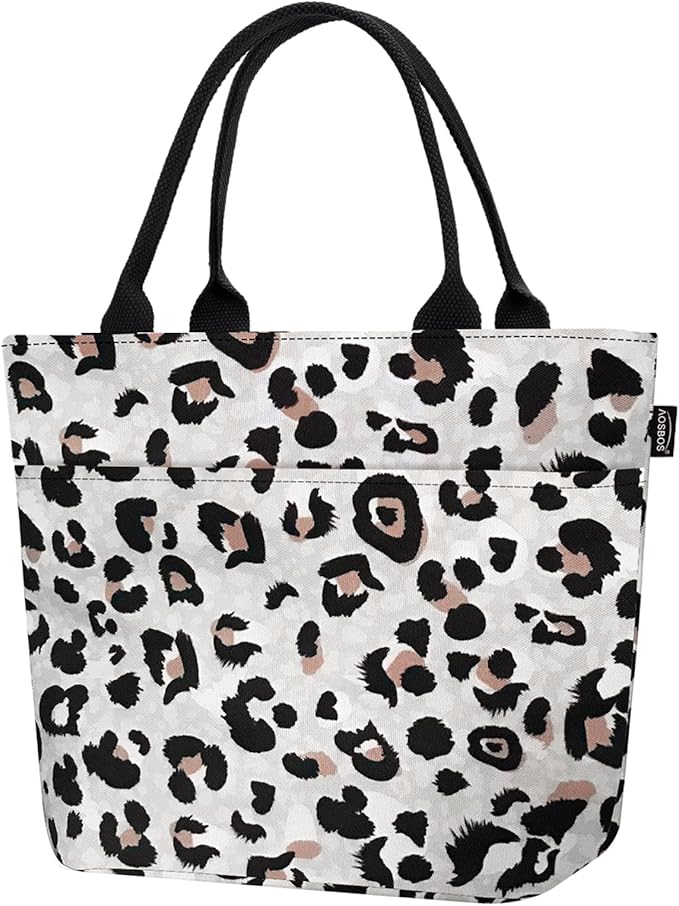 Aosbos Lunch Tote Bag, Insulated Lunch Box for Women, Leakproof Lunch Cooler Purse for Work, Leopard Print