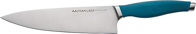 Rachael Ray Cutlery Japanese Stainless Steel Knives Set with Sheaths, 8-Inch Chef Knife, 5-Inch Santoku Knife, and 3.5-Inch Paring Knife, Teal