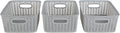 Simplify 3 Pack Small Herringbone Storage Basket | Dimensions: 10"x8"x4" | 2 Open Handles | Lightweight | Grey | Herringbone Design | Home Organization