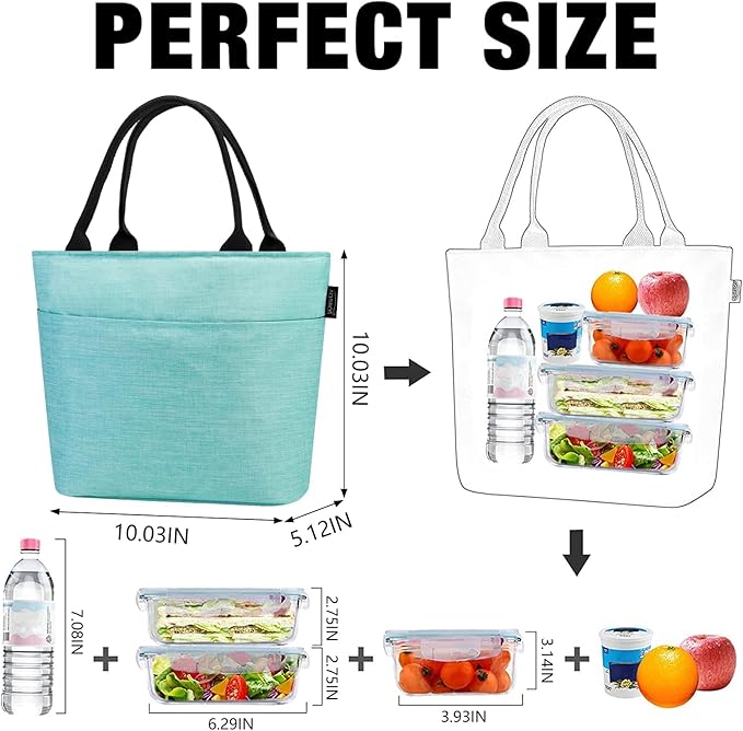 Aosbos Lunch Tote Bag, Insulated Lunch Box for Women, Leakproof Lunch Cooler Purse for Work, Green