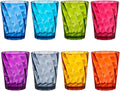 US Acrylic Optix Plastic Reusable Drinking Glasses (Set of 8) 14oz Rocks Cups in Jewel Tone Colors | BPA-Free Tumblers, Made in USA | Top-Rack Dishwasher Safe