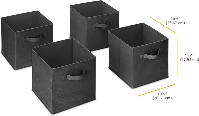 Whitmor Collapsible Cubes - 10.5 x 10.5 x 11 inches - Black - Set of 4 (Pack of 2)