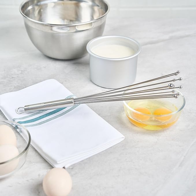 Restaurantware-German Standard 12.6 Inch Ball Whisk, 1 Dishwashable Kitchen Whisk - Ergonomic Handle, Durable, Stainless Steel Manual Egg Beater, Suitable For Whisking, Stirring, Mixing, Beating