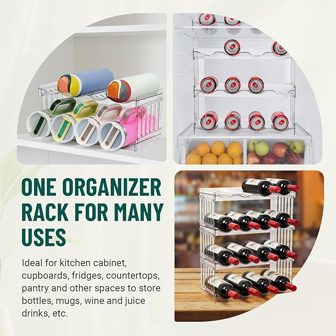 Water Bottle Organizer for Full Stanley 40 oz Tumbler with Handle, Cabinet Kitchen Pantry Organizers and Storage for Owala Stanley Cup Accessories Holder, Patented Stackable Tumbler Organizer Gifts