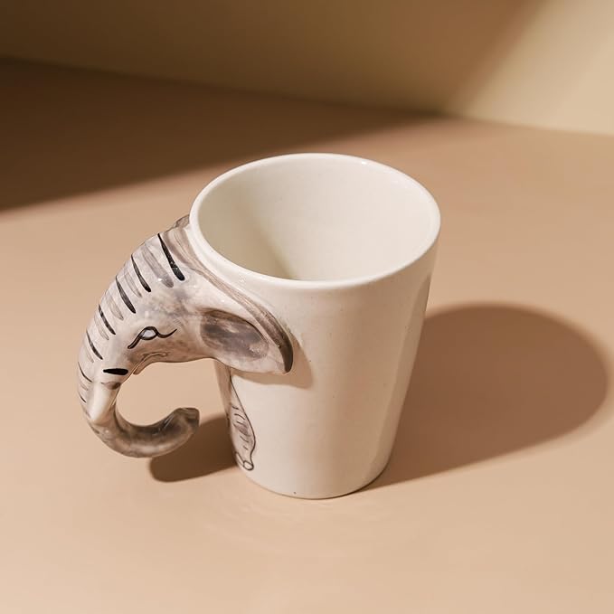 IYARA CRAFT 3D Elephant Mug – 11oz Ceramic Cup with Sculpted Trunk Handle, Microwave & Dishwasher Safe, Mom and Baby Elephant Design