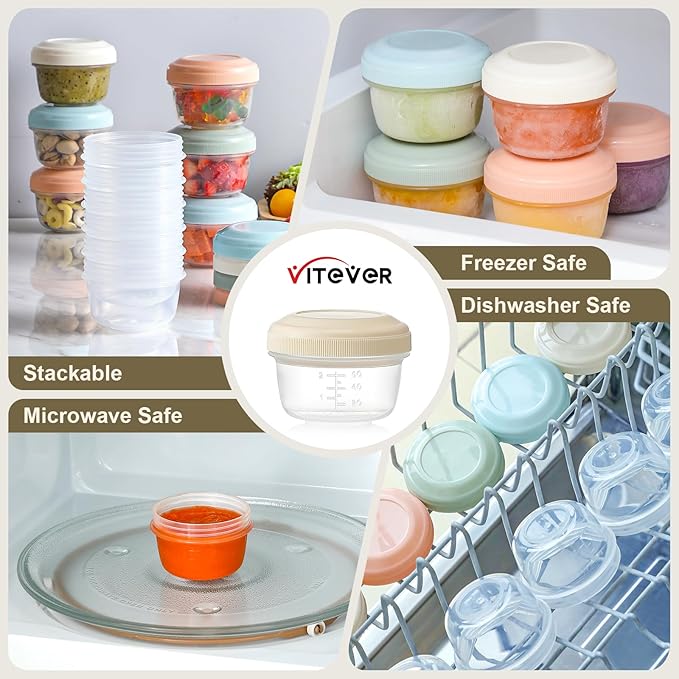 8 Pack Reusable Plastic Containers with Lids - 4 oz Small Deli Containers for Snack, Puree, Dressing & Freezer Use - Dishwasher Safe, BPA Free