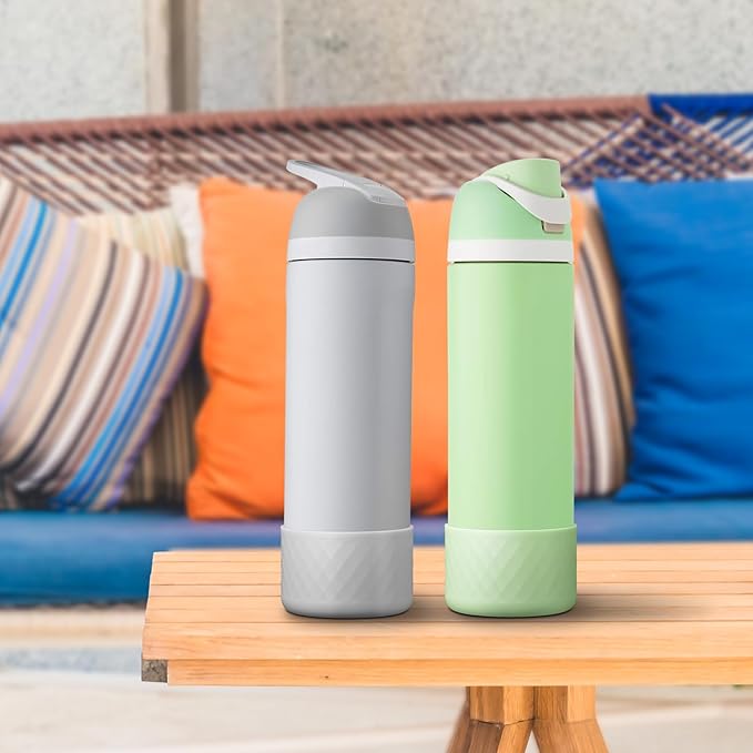 2PCS Silicone Water Bottle Boot for Owala 24oz, Protective Bottom Bumper Anti-Slip Sleeve for FreeSip, Twist, and Flip Stainless Steel Bottles, Dishwasher Safe and BPA Free